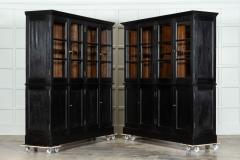 Large Pair 19thC English Grain Ebonised Pine Bookcases - 3501476