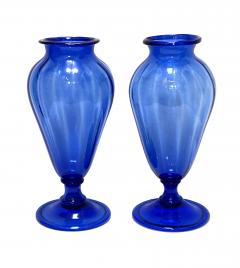 Large Pair Antique Murano Cobalt Blue Amphora Vases - 4485604