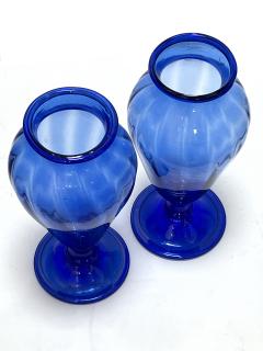 Large Pair Antique Murano Cobalt Blue Amphora Vases - 4485612