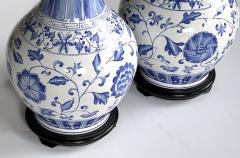 Large Pair Chinese Blue White Bottle form Lamps - 4521428