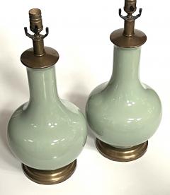 Large Pair Chinese Celadon Glazed Bottle form Porcelain Lamps - 4521555