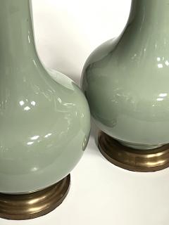 Large Pair Chinese Celadon Glazed Bottle form Porcelain Lamps - 4521556