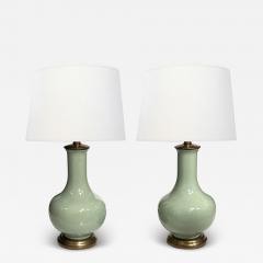 Large Pair Chinese Celadon Glazed Bottle form Porcelain Lamps - 4522035