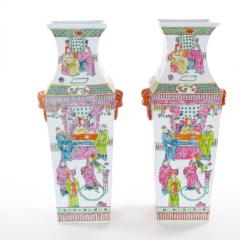 Large Pair Chinese Porcelain Famille Rose Decorative Vases c 1900s - 3817242