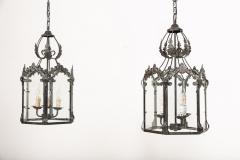 Large Pair Decorative Glazed Hall Lanterns - 2582697