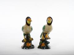 Large Pair English Glazed Porcelain Terracotta Birds Statues - 3124155