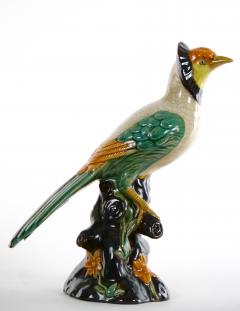 Large Pair English Glazed Porcelain Terracotta Birds Statues - 3124156