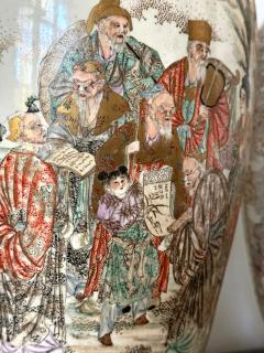 Large Pair Japanese Satsuma Ceramic Vases Kozan Meiji Period - 4495431