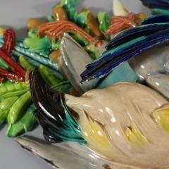 Large Pair Majolica Game Birds Wall Pockets - 2944529
