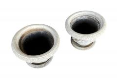 Large Pair Neoclassical Style Cast Stone Planters with Undertrays - 4528018