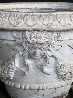 Large Pair Neoclassical Style Cast Stone Planters with Undertrays - 4528022