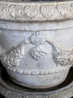 Large Pair Neoclassical Style Cast Stone Planters with Undertrays - 4528025