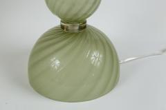 Large Pair Of Artisan Blown Pale Green Swirl Lamps Contemporary - 2642958