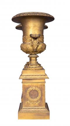 Large Pair Of French Empire Ormolu Campagna Form Urns - 4524561