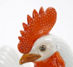 Large Pair of 1930s Chinese Porcelain Rooster Figures Polychrome Decoration - 4793816