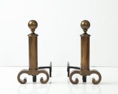 Large Pair of 1940s Bronzed Finished Andirons - 3768932