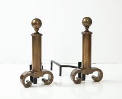 Large Pair of 1940s Bronzed Finished Andirons - 3768933