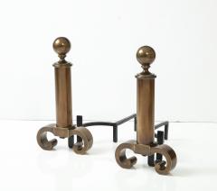 Large Pair of 1940s Bronzed Finished Andirons - 3768934