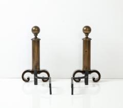 Large Pair of 1940s Bronzed Finished Andirons - 3768935