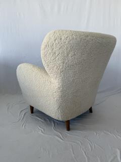 Large Pair of 1940s Scandinavian Sheepskin Shearling Lounge Chairs - 3920769