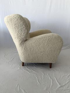 Large Pair of 1940s Scandinavian Sheepskin Shearling Lounge Chairs - 3920772