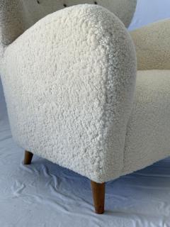 Large Pair of 1940s Scandinavian Sheepskin Shearling Lounge Chairs - 3920774