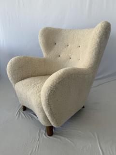 Large Pair of 1940s Scandinavian Sheepskin Shearling Lounge Chairs - 3920789