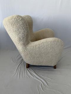 Large Pair of 1940s Scandinavian Sheepskin Shearling Lounge Chairs - 3920791