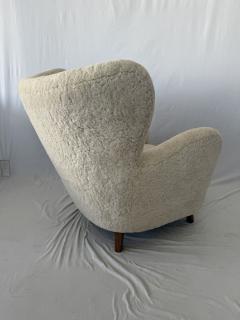 Large Pair of 1940s Scandinavian Sheepskin Shearling Lounge Chairs - 3920792