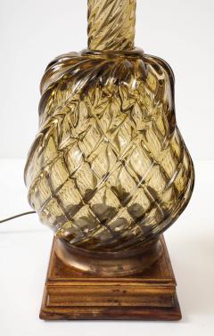 Large Pair of 1950s Murano Smoked Amber Glass Pineapple Lamps - 4716094