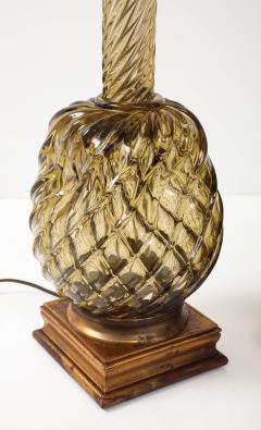 Large Pair of 1950s Murano Smoked Amber Glass Pineapple Lamps - 4716095