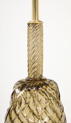 Large Pair of 1950s Murano Smoked Amber Glass Pineapple Lamps - 4716096