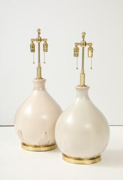 Large Pair of 1970s Balloon shaped Lamps with an Ivory Glaze - 3875273