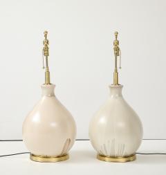 Large Pair of 1970s Balloon shaped Lamps with an Ivory Glaze - 3875275