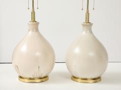 Large Pair of 1970s Balloon shaped Lamps with an Ivory Glaze - 3875276