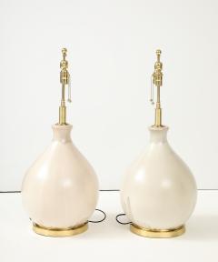 Large Pair of 1970s Balloon shaped Lamps with an Ivory Glaze - 3875279