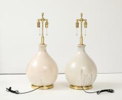 Large Pair of 1970s Balloon shaped Lamps with an Ivory Glaze - 3875280