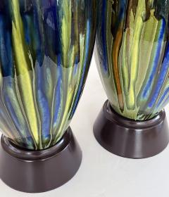 Large Pair of American 1960s Drip glaze Ovoid Lamps - 3111900