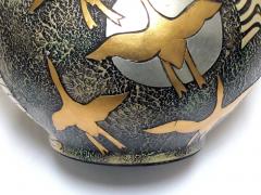 Large Pair of Asian inspired 1960s Ceramic Vases Adorned with Stylized Birds - 1227597