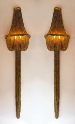 Large Pair of Brass Bracelet Chain Sconces - 4686253