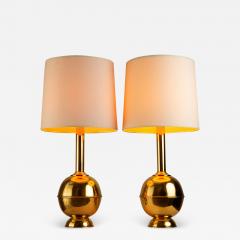 Large Pair of Brass Table Lamps Denmark 1960s - 2709931