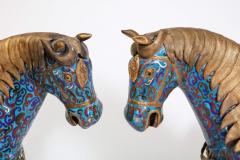 Large Pair of Chinese Cloisonn Enamel Horses - 936445