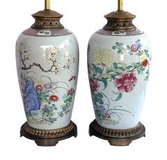 Large Pair of Chinese Famille Rose Vases Mounted as Lamps  - 4240482