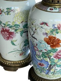 Large Pair of Chinese Famille Rose Vases Mounted as Lamps  - 4240487