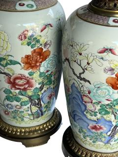 Large Pair of Chinese Famille Rose Vases Mounted as Lamps  - 4240488