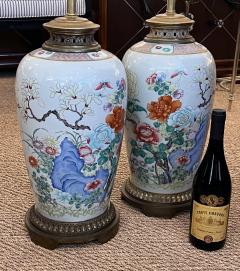 Large Pair of Chinese Famille Rose Vases Mounted as Lamps  - 4240491