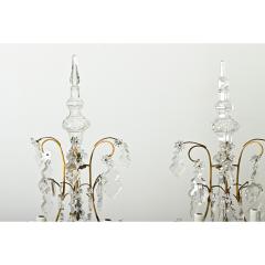 Large Pair of French Brass Crystal Girandoles - 3697019