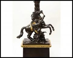 Large Pair of French Restauration Ormolu and Patinated Bronze Candelabra Horses - 3865314