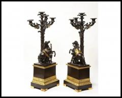 Large Pair of French Restauration Ormolu and Patinated Bronze Candelabra Horses - 3865374