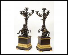 Large Pair of French Restauration Ormolu and Patinated Bronze Candelabra Horses - 3865426